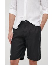 Krótkie spodenki męskie szorty lniane męskie kolor czarny - Answear.com Sisley