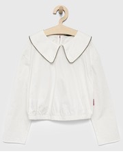 Bluzka bluzka bawełniana dziecięca kolor biały gładka - Answear.com Sisley