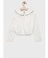 Bluzka Sisley bluzka bawełniana dziecięca kolor biały gładka