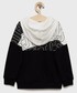 Bluza Sisley bluza bawełniana dziecięca kolor czarny z kapturem z aplikacją