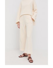 Spodnie spodnie dresowe damskie kolor beżowy szerokie high waist - Answear.com Max Mara Leisure