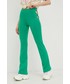 Spodnie Local Heroes spodnie damskie kolor zielony dzwony high waist