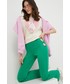 Spodnie Local Heroes spodnie damskie kolor zielony dzwony high waist