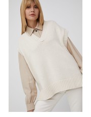 Sweter kamizelka z domieszką wełny damski kolor beżowy ciepły - Answear.com Dr. Denim