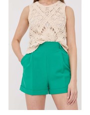 Spodnie szorty damskie kolor zielony gładkie high waist - Answear.com Nissa