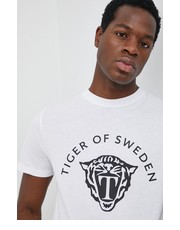 T-shirt - koszulka męska Tiger Of Sweden t-shirt bawełniany kolor biały z nadrukiem - Answear.com Tiger of Sweden