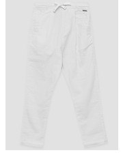 Spodnie spodnie z domieszką lnu dziecięce kolor biały gładkie - Answear.com Birba&Trybeyond
