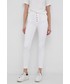 Spodnie Jdy Spodnie damskie kolor biały dopasowane medium waist