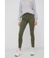 Spodnie Jdy Spodnie damskie kolor zielony dopasowane medium waist
