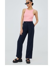 Spodnie spodnie damskie kolor granatowy szerokie high waist - Answear.com Jdy