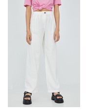 Spodnie spodnie damskie kolor biały szerokie high waist - Answear.com Jdy