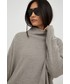 Sweter Drykorn sweter wełniany damski kolor szary lekki z golfem