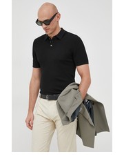 T-shirt - koszulka męska polo bawełniane kolor czarny gładki - Answear.com Drykorn