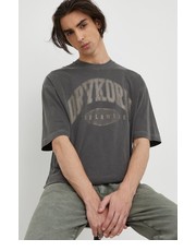 T-shirt - koszulka męska t-shirt bawełniany kolor szary z nadrukiem - Answear.com Drykorn