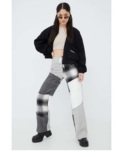 Spodnie spodnie damskie kolor szary szerokie high waist - Answear.com Sixth June