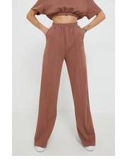 Spodnie spodnie dresowe bawełniane damskie kolor brązowy z aplikacją - Answear.com Sixth June