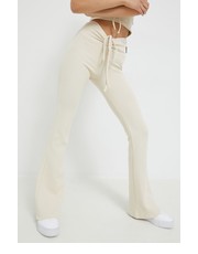 Spodnie spodnie damskie kolor beżowy dzwony medium waist - Answear.com Sixth June