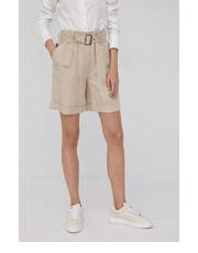 Spodnie szorty damskie kolor beżowy gładkie high waist - Answear.com Woolrich