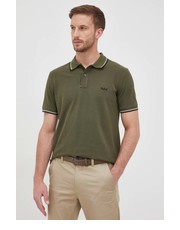 T-shirt - koszulka męska polo męski kolor zielony gładki - Answear.com Woolrich