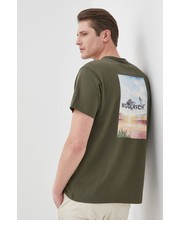T-shirt - koszulka męska t-shirt bawełniany kolor zielony gładki - Answear.com Woolrich