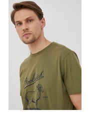 T-shirt - koszulka męska t-shirt bawełniany kolor zielony z nadrukiem - Answear.com Woolrich