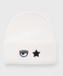 Czapka Chiara Ferragni czapka z domieszką wełny kolor biały z grubej dzianiny z domieszką wełny