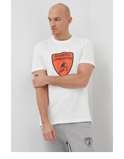 T-shirt - koszulka męska t-shirt bawełniany kolor biały z nadrukiem - Answear.com Lamborghini
