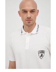 T-shirt - koszulka męska polo bawełniane kolor biały z nadrukiem - Answear.com Lamborghini