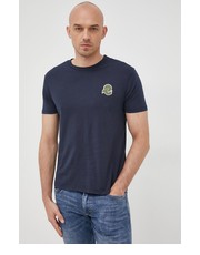 T-shirt - koszulka męska t-shirt bawełniany kolor granatowy z aplikacją - Answear.com Invicta