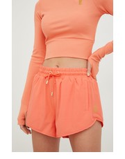 Spodnie szorty treningowe Full Time damskie kolor pomarańczowy gładkie high waist - Answear.com P.E Nation