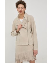 Kurtka ramoneska zamszowa damska kolor beżowy przejściowa - Answear.com Bruuns Bazaar