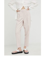Spodnie spodnie damskie kolor różowy proste high waist - Answear.com Bruuns Bazaar