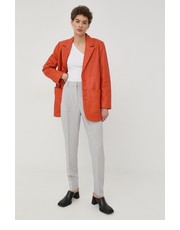 Spodnie spodnie damskie kolor szary dopasowane high waist - Answear.com Bruuns Bazaar
