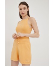 Spodnie szorty damskie kolor pomarańczowy gładkie high waist - Answear.com Karl Kani