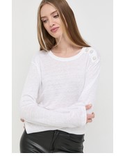 Bluzka longsleeve lniany kolor biały - Answear.com Custommade