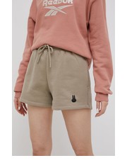 Spodnie Szorty bawełniane damskie kolor beżowy gładkie high waist - Answear.com Ocay