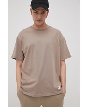T-shirt - koszulka męska T-shirt bawełniany kolor beżowy gładki - Answear.com Ocay