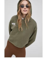 Bluza Bluza bawełniana damska kolor zielony z kapturem z nadrukiem - Answear.com Ocay