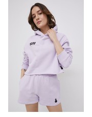 Bluza Bluza bawełniana damska kolor fioletowy z kapturem z nadrukiem - Answear.com Ocay