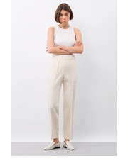 Spodnie spodnie damskie kolor beżowy proste high waist - Answear.com Ivy Oak