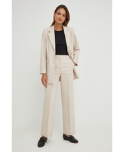 Spodnie spodnie damskie kolor beżowy proste high waist - Answear.com Selected Femme