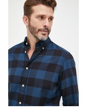 Koszula męska koszula bawełniana męska kolor granatowy slim z kołnierzykiem button-down - Answear.com Selected Homme
