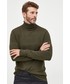 Sweter męski Selected Homme sweter bawełniany męski kolor zielony lekki z golferm