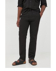 Spodnie męskie spodnie z domieszką lnu męskie kolor czarny proste - Answear.com Selected Homme