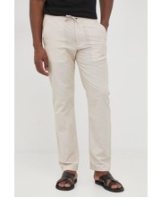 Spodnie męskie spódnica z domieszką lnu męskie kolor beżowy proste - Answear.com Selected Homme