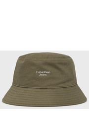 Kapelusz kapelusz bawełniany kolor zielony bawełniany - Answear.com Calvin Klein Jeans