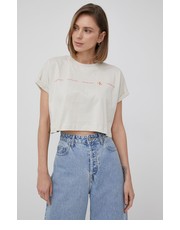Bluzka t-shirt bawełniany kolor beżowy - Answear.com Calvin Klein Jeans