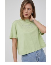 Bluzka t-shirt bawełniany kolor zielony - Answear.com Calvin Klein Jeans