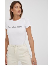 Bluzka t-shirt bawełniany kolor biały - Answear.com Calvin Klein Jeans