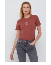 Bluzka t-shirt bawełniany kolor brązowy - Answear.com Calvin Klein Jeans